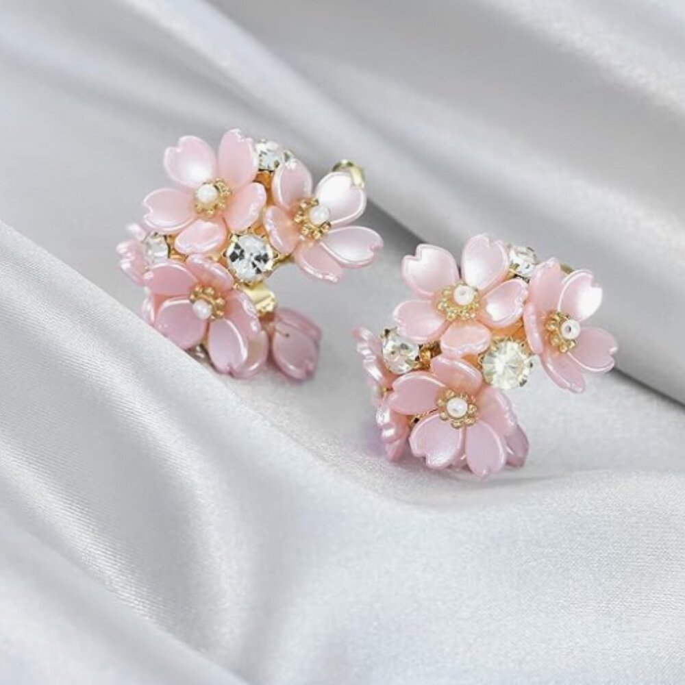 Floral Cherry Blossom Earrings - Picture 2 of 6